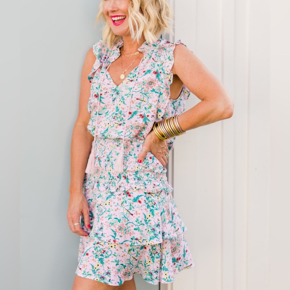 Gibsonlook ruffled floral mini skirt size M